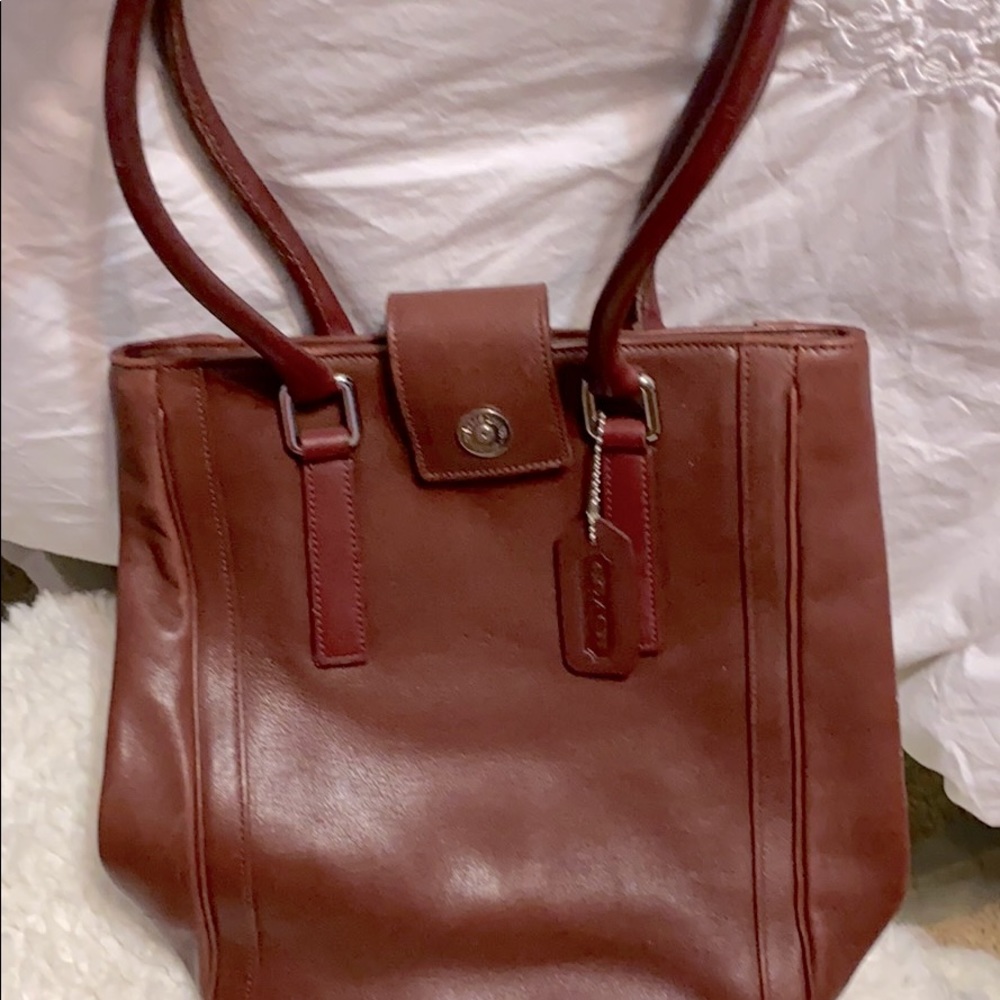 Vintage Maroon Leather Coach Handbag